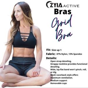 ZYIA ACTIVE GRID BRA BLACK ATHLETIC WORKOUT BRA